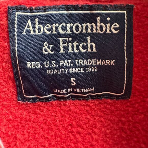 Abercrombie & Fitch Hoodie Sz S Red Moose Logo Pullover Sweatshirt Y2K Vtg 90s - Picture 3 of 5